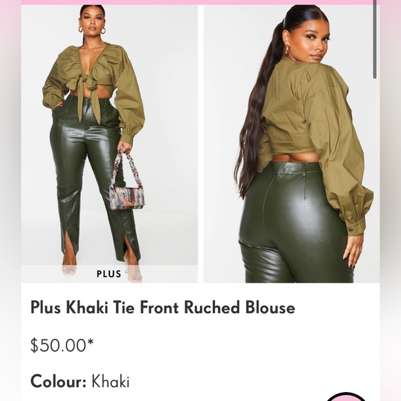 Pretty little thing olive green tie top. Brand new, never worn. - Picture 4 of 4